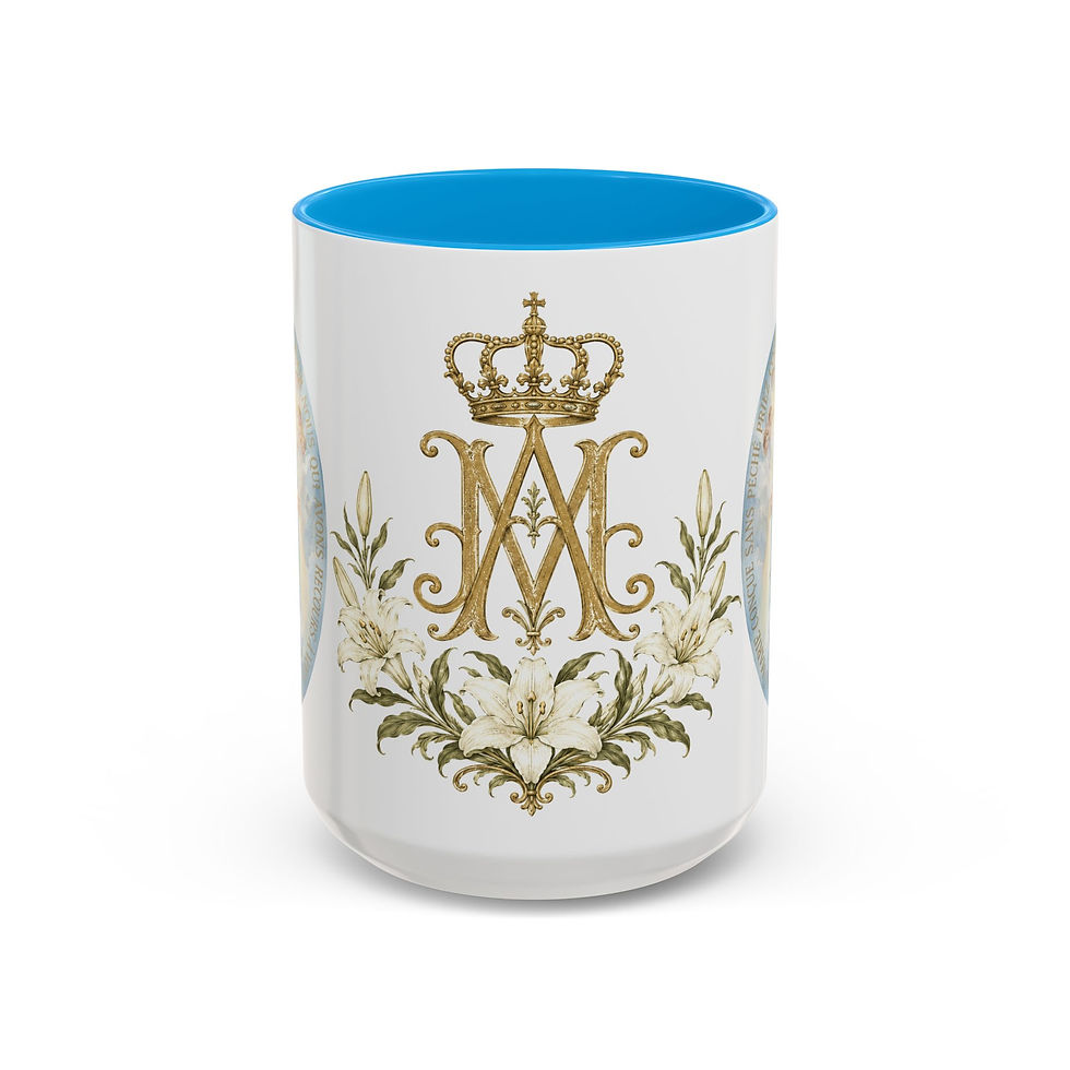 Thumbnail: Auspice of Virgin Mary Mug — Marian Crown & Miraculous Medal Catholic Coffee Cup