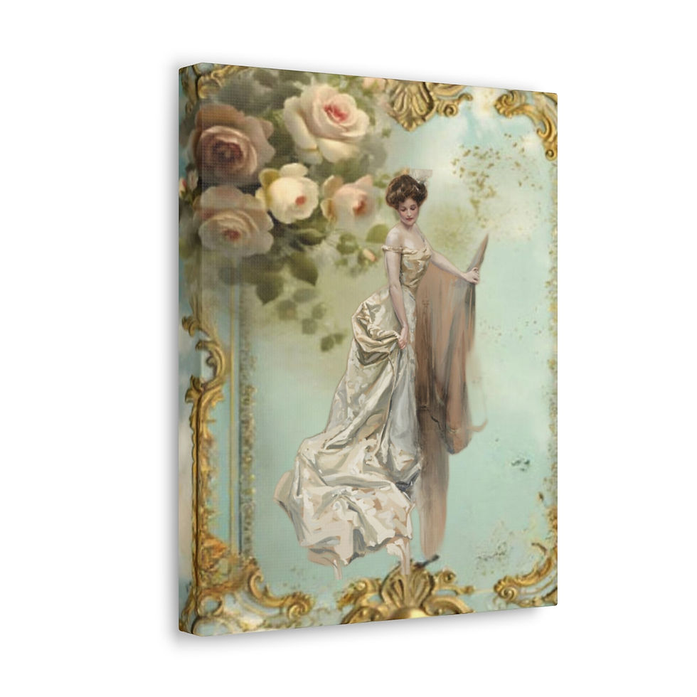 Vintage Harrison Fisher Canvas Art Print Victorian Edwardian Woman Altered Art