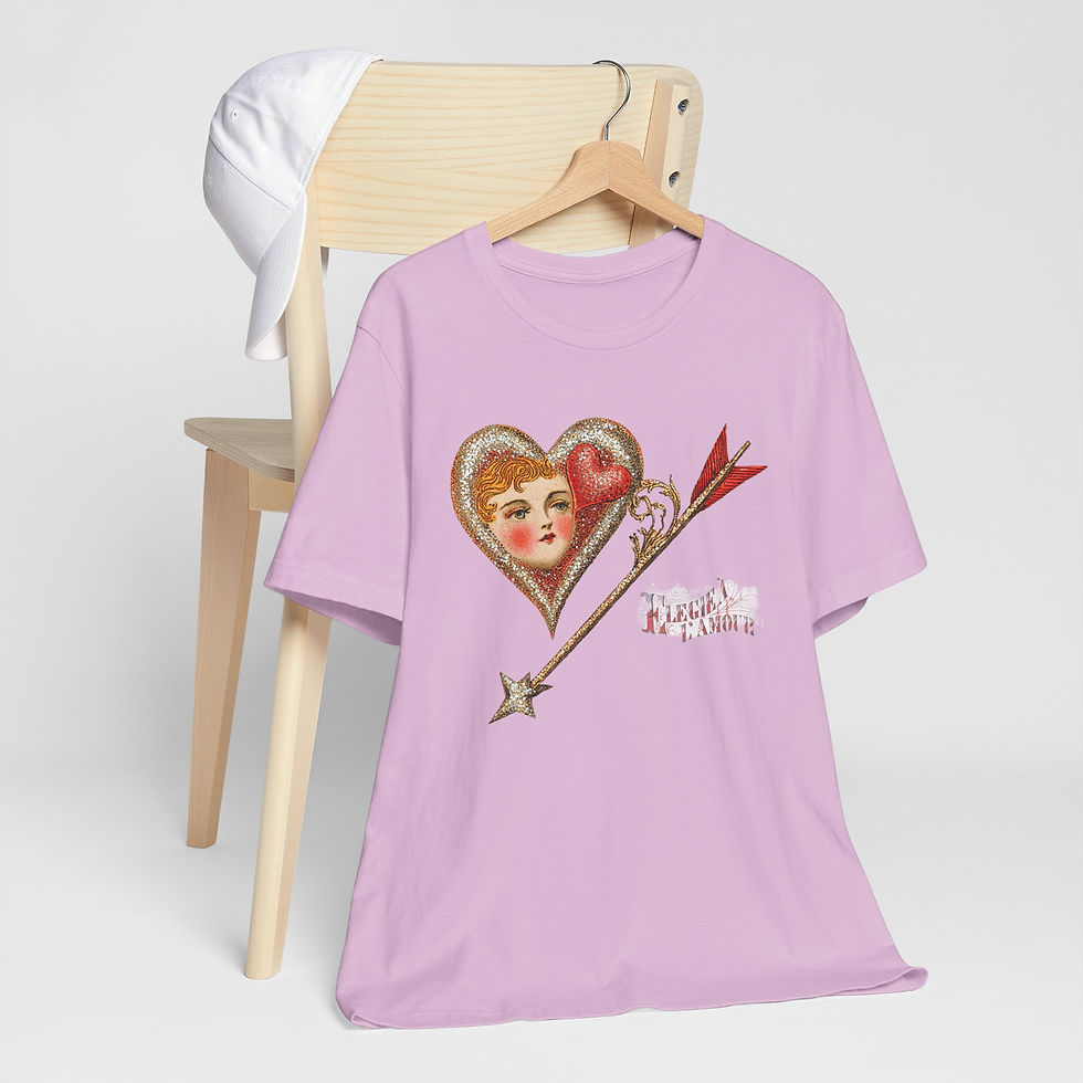Thumbnail: Shabby Cherub Art T-Shirt Valentine's Day Pink Cupid Expressive Artistic Gift