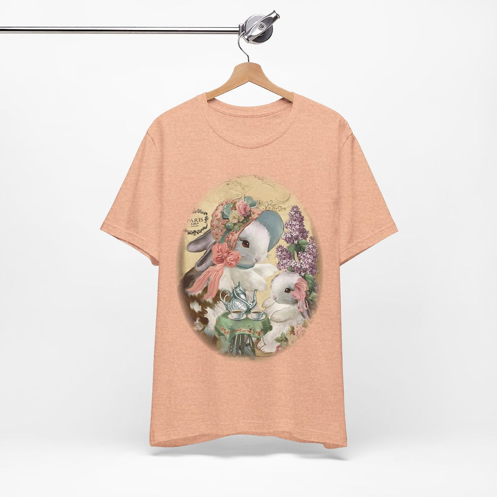 Thumbnail: Shabby T-Shirt Bunny having Tea Pink Roses Chic Art Tee Artistic Apparel & Gifts
