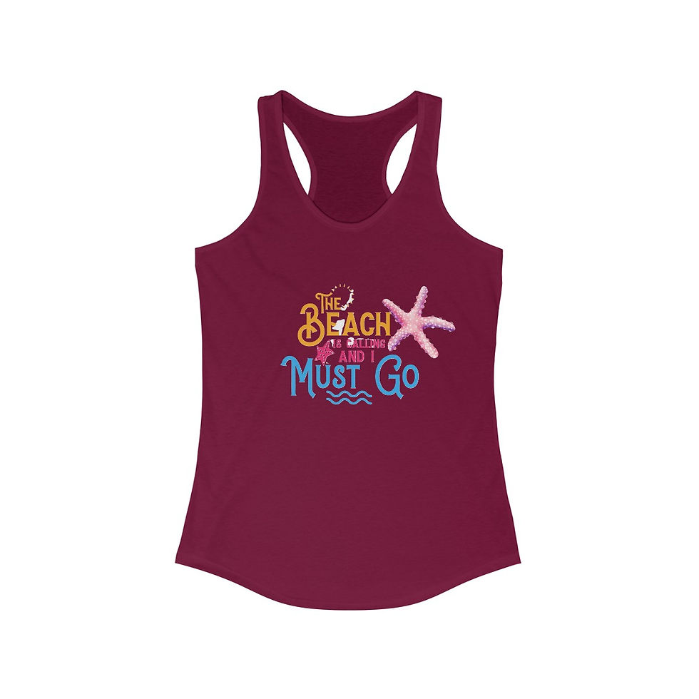 Thumbnail: Artistic Summer Racerback Tank Top Beach is Calling Graphic Art Apparel 