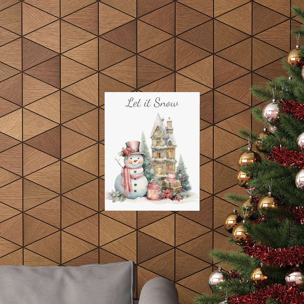 Thumbnail: Shabby Chic Snowman Art Print Christmas Decor Victorian House Let it Snow