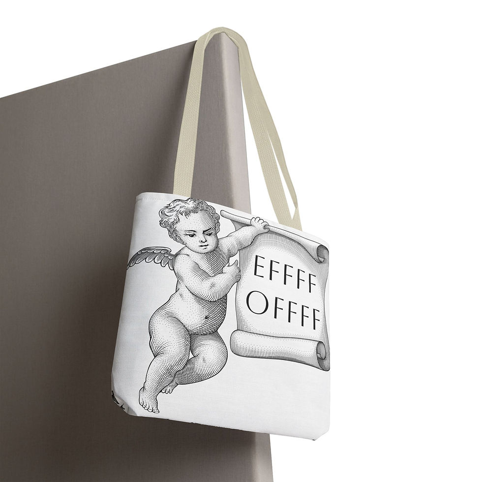 Thumbnail: Sarcastic Tote Bag Vintage Cherub F OFF Angel Funny Artistic Trendy Gift 