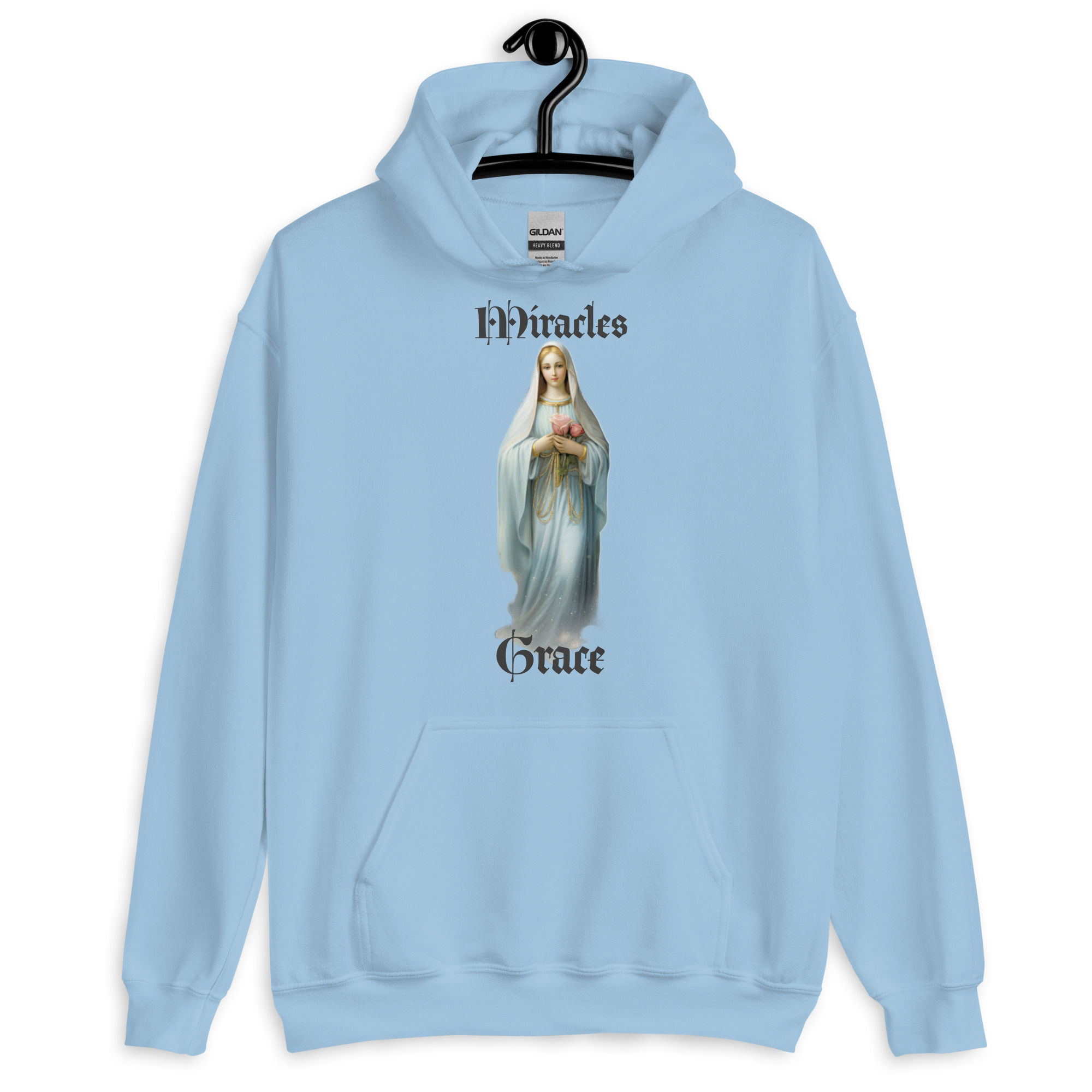 Artistic Virgin Mary Sweatshirt with Pockets, Catholic Hoodie, Mystical Rose