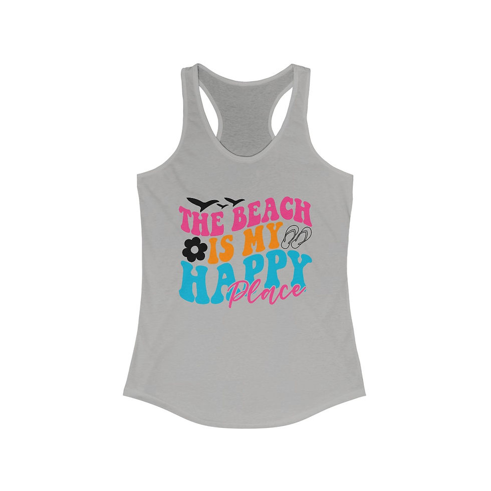 Thumbnail: Artistic Beachy Tank Top Beach is my Happy Place Retro Summer Apparel Fun Gift