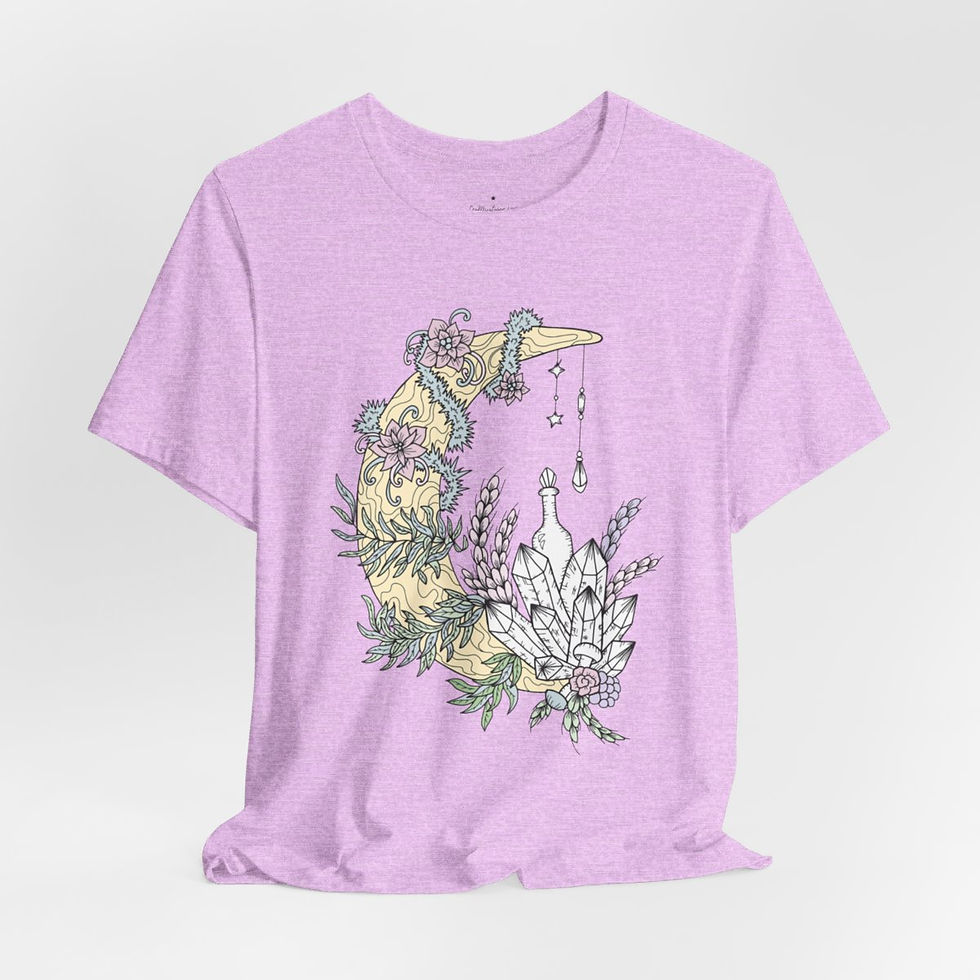 Thumbnail: Quartz Crystals Witchy T-Shirt Mystical Crescent Moon Magic Gifts Art Apparel
