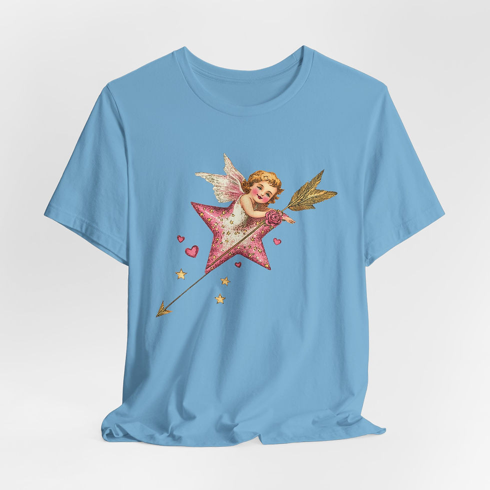 Thumbnail: Shabby Cherub Art T-Shirt Valentine's Day Pink Cupid Expressive Artistic Gift