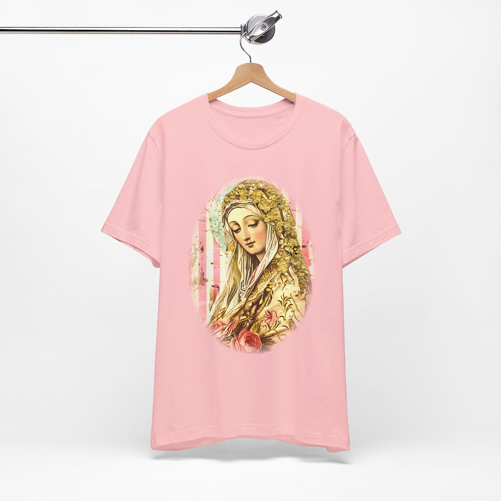 Thumbnail: Shabby Virgin Mary T-Shirt Ave Maria Religious Faith Art Tee Catholic Gifts