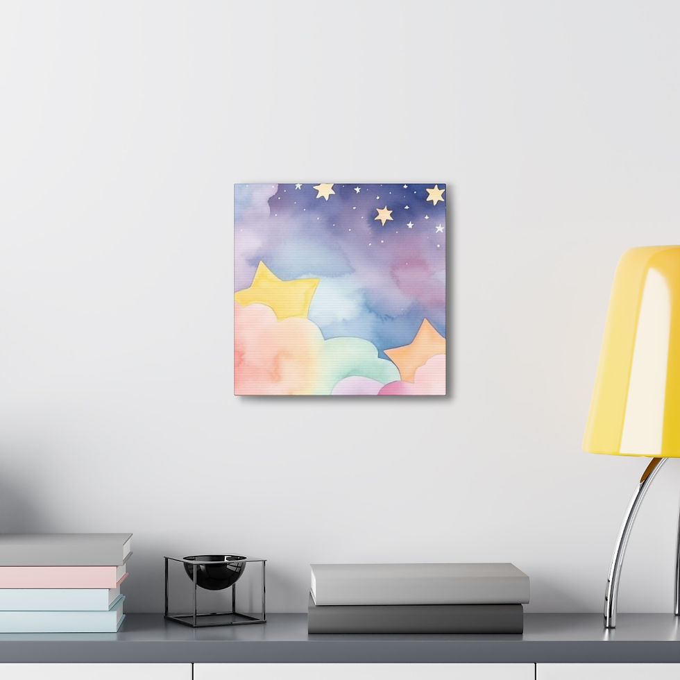 Thumbnail: Artistic Nursery Decor Canvas Art Watercolor Stars Colorful Unisex Canvas Print 
