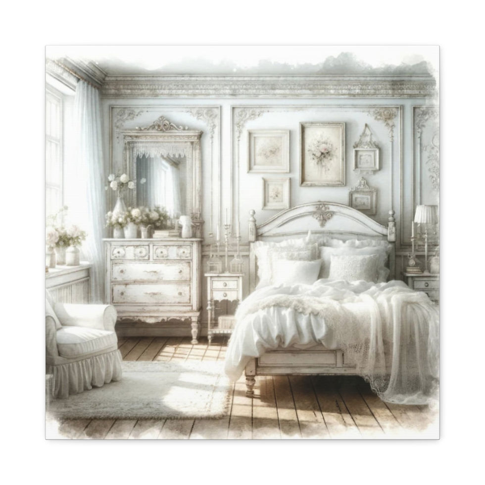 Thumbnail: French Country Canvas Art Romantic Print Shabby Cottage White Bedroom Decor