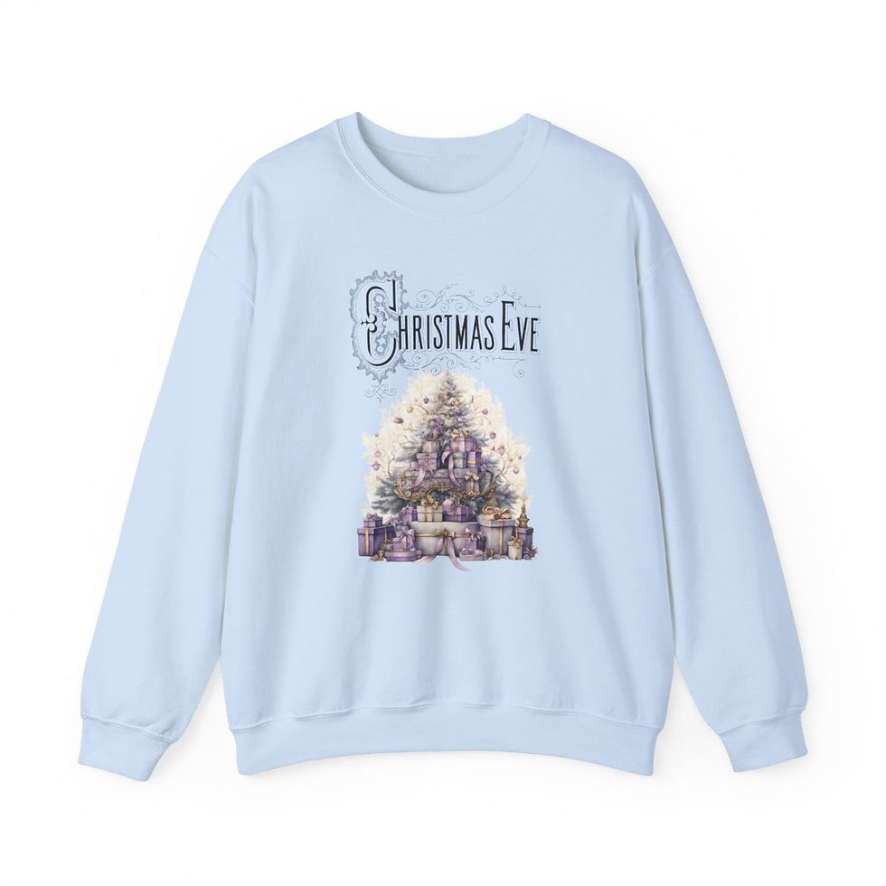 Thumbnail: Shabby Christmas Eve Sweatshirt Purple Christmas Tree Wearable Art Holiday Shirt