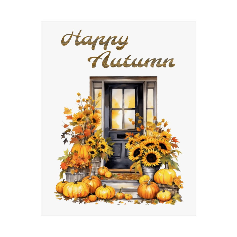Thumbnail: Happy Autumn Art Print Sunflowers & Pumpkins Decoration Artistic Decor