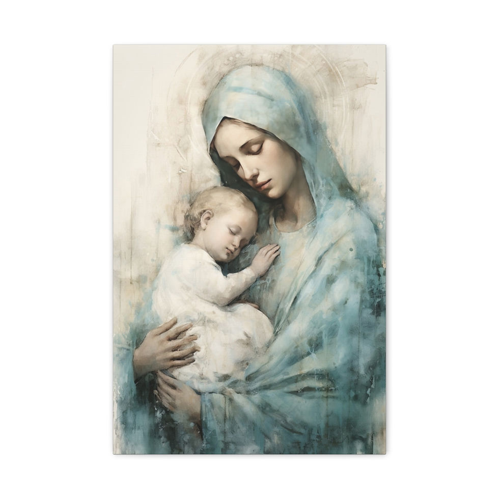 Thumbnail: Virgin Mary Canvas Art Madonna and Child Pastel French Country Religious Decor