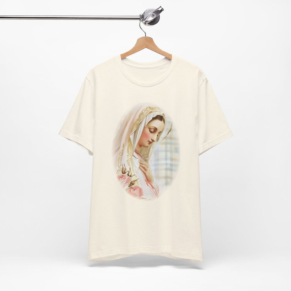 Thumbnail: Shabby Virgin Mary T-Shirt Ave Maria Religious Faith Art Tee Catholic Gifts