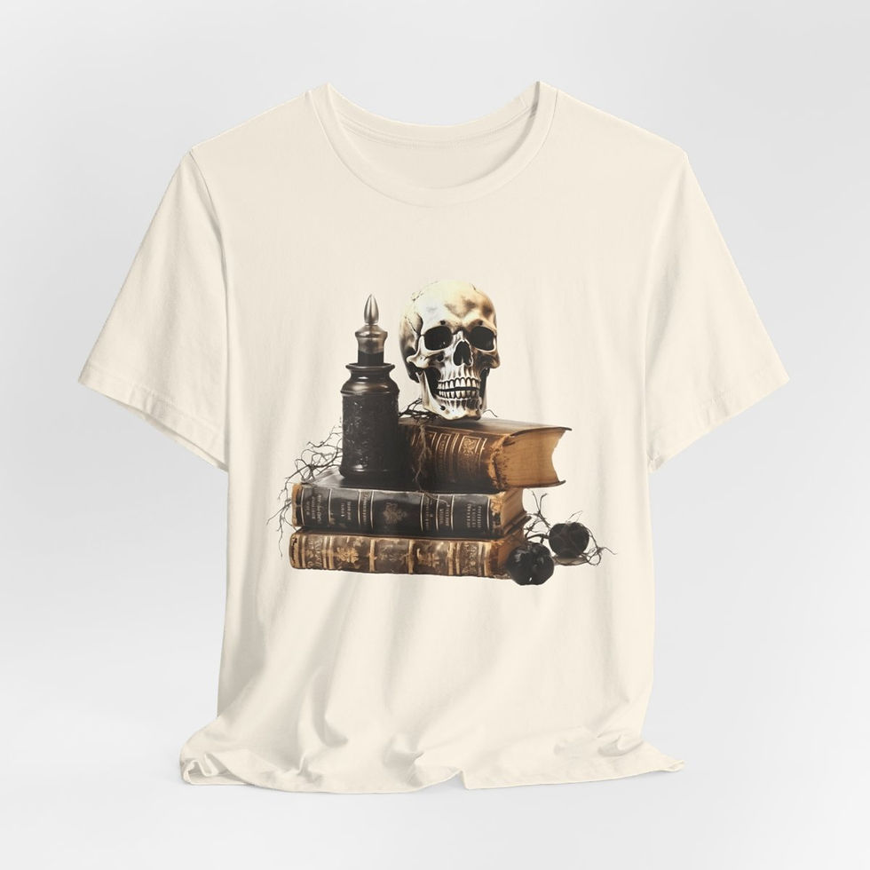 Thumbnail: Witchy T-Shirt Spell book & Skull Art Tee Esoteric Expressive Halloween Gifts