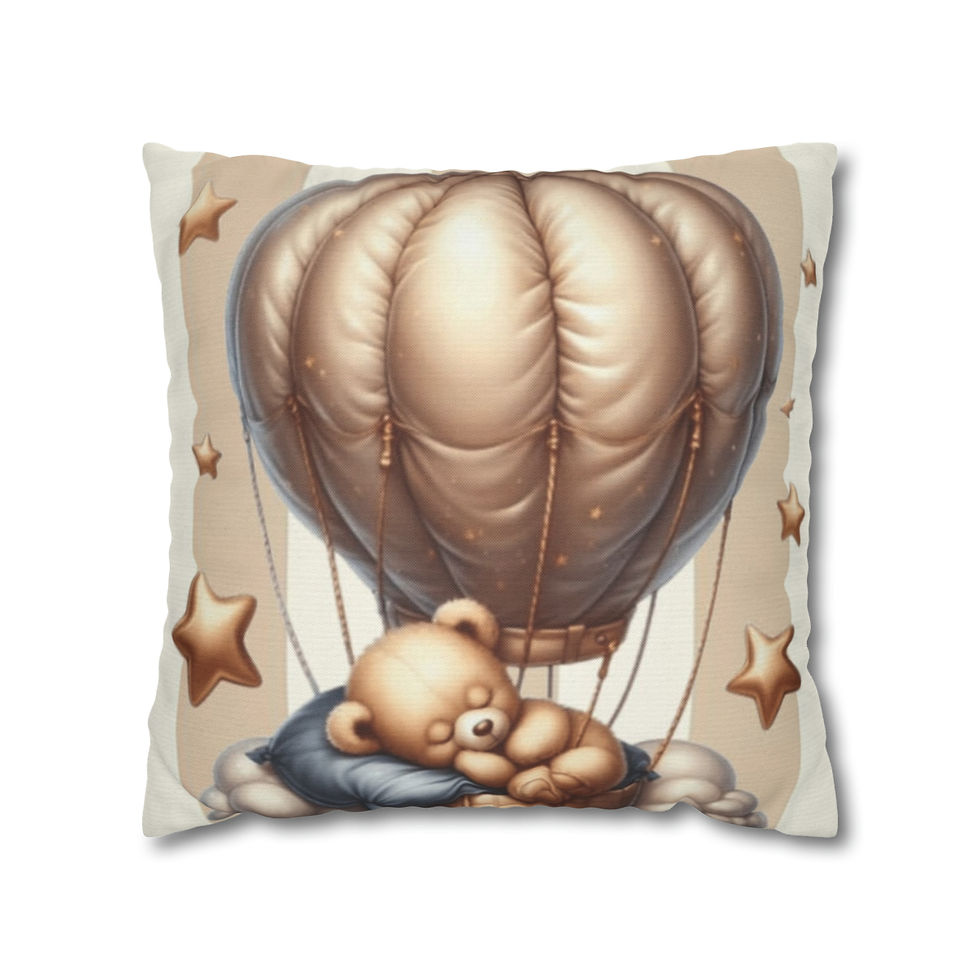 Thumbnail: Artistic Nursery Décor Throw Pillow Cover Sleeping Bear Stars Pillow Case
