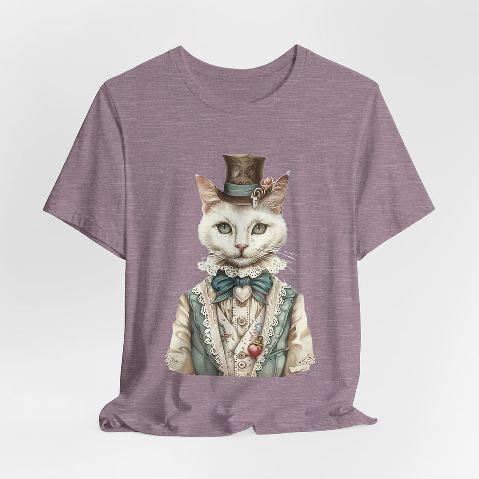 Thumbnail: Victorian Cat Art T-Shirt Shabby Male Kitty Expressive Artistic Cat Lover Gift