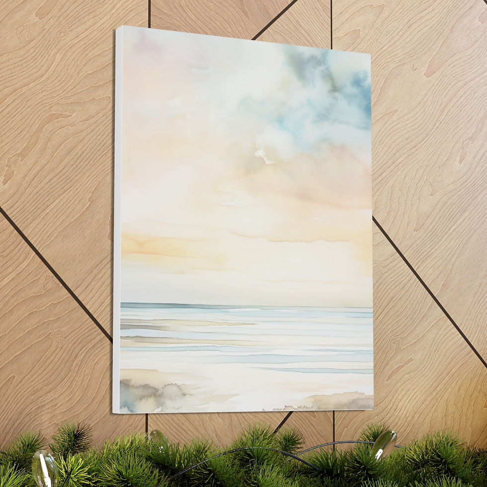 Thumbnail: Pastel Minimalist Canvas Art Ocean Sunset Beach Seascape Modern Statement decor