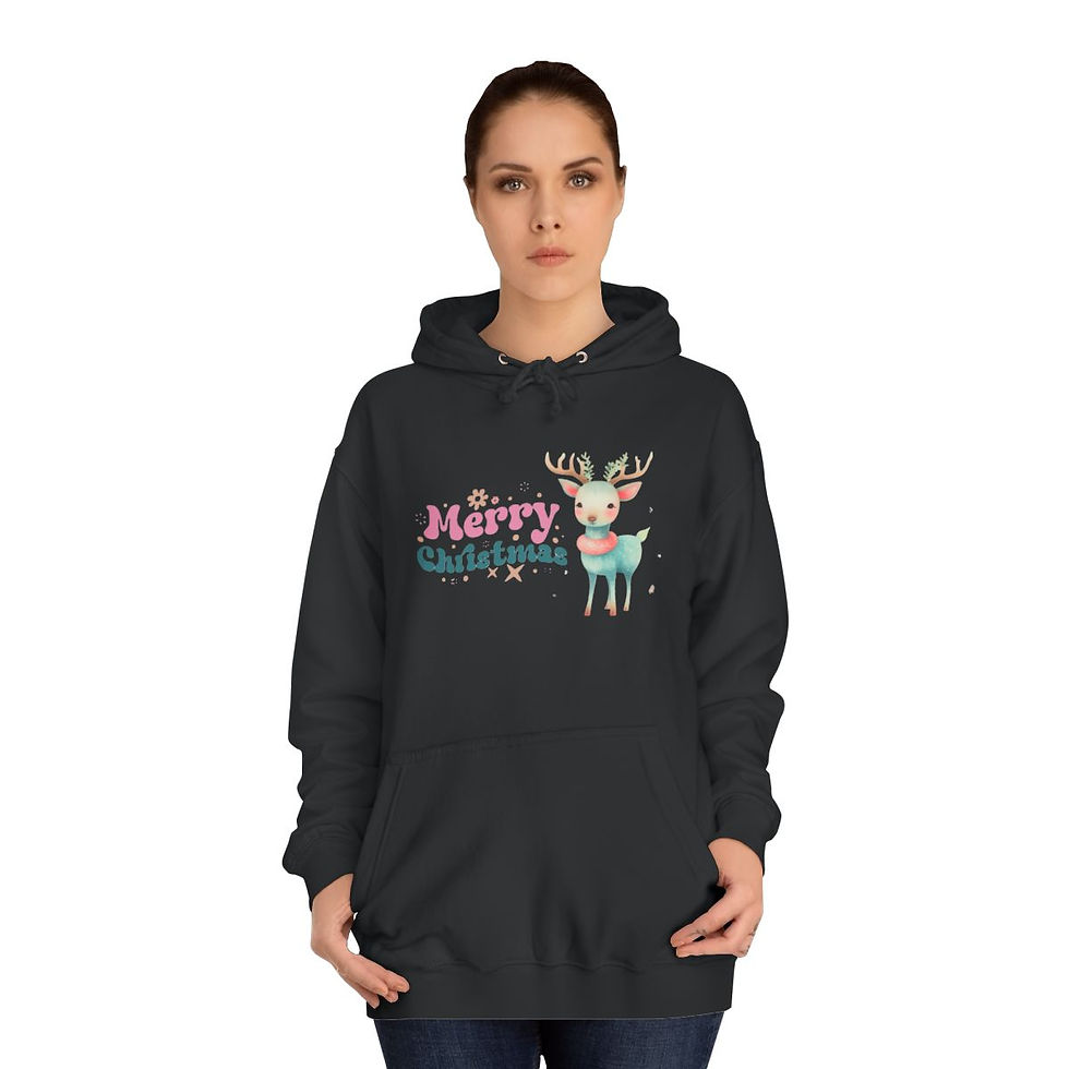 Thumbnail: Retro Reindeer Sweatshirt Hoodie Christmas Apparel Wearable Art Expressive Gifts