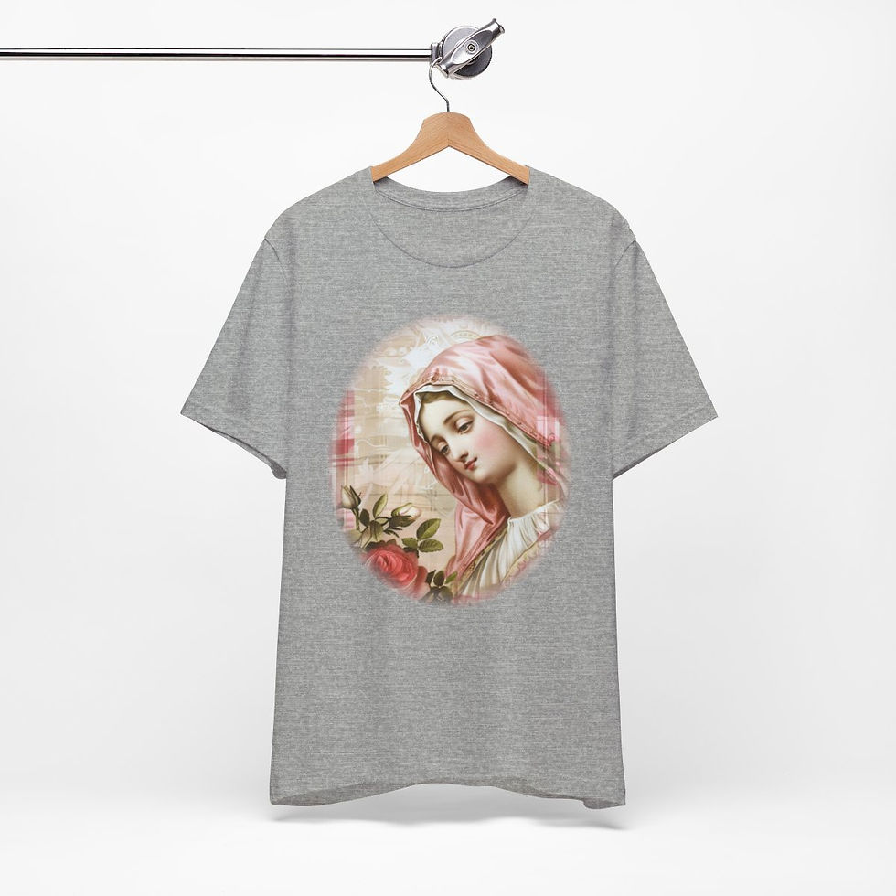 Thumbnail: Shabby Virgin Mary T-Shirt Ave Maria Religious Faith Art Tee Catholic Gifts