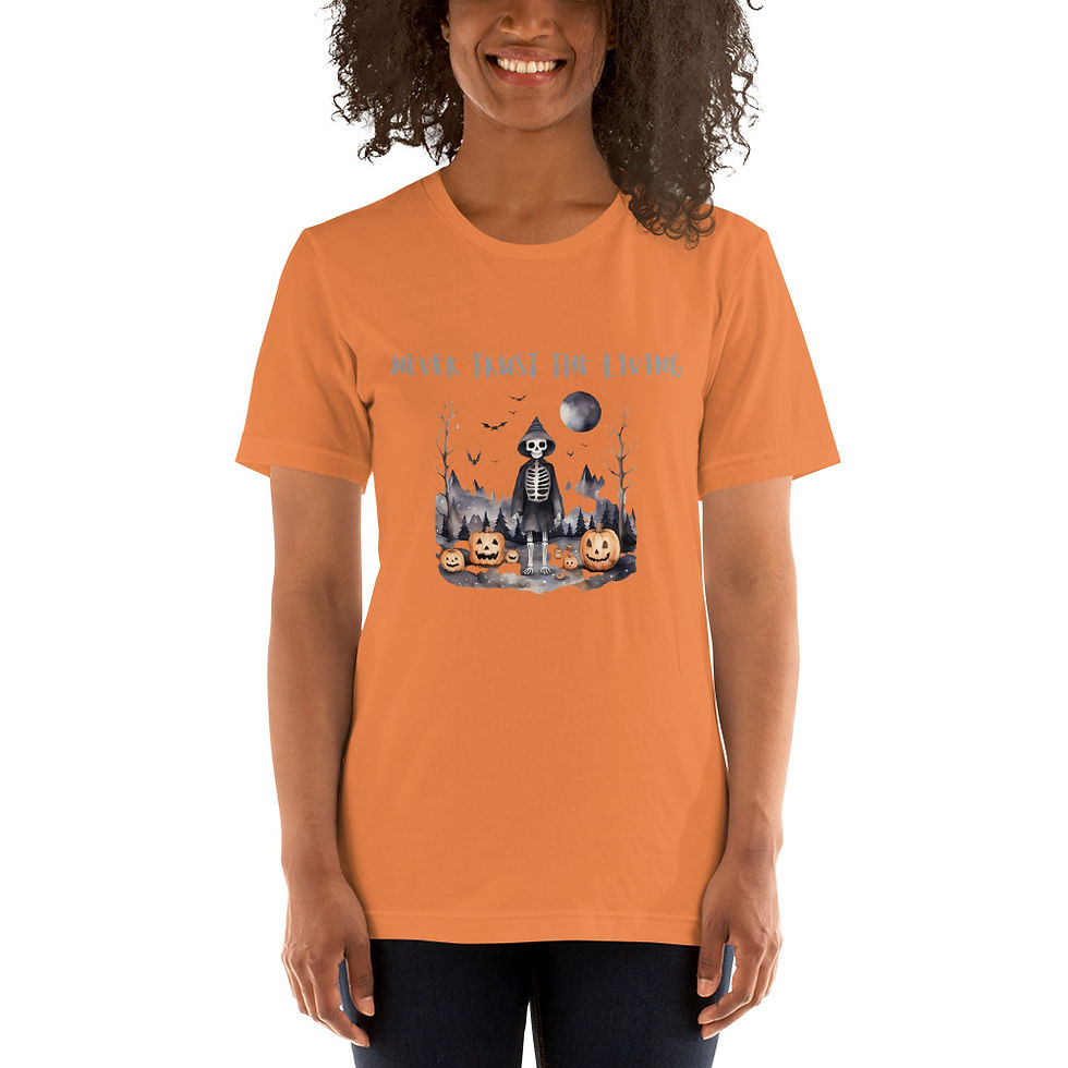 Thumbnail: Artistic T-shirt Never Trust the Living Halloween theme Unisex Tee