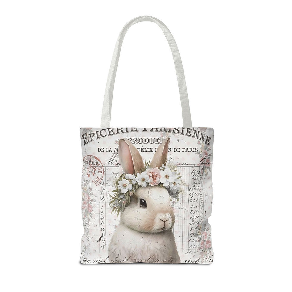 Thumbnail: Shabby French Tote Bag Vintage Bunny Rabbit Chic Artistic Trendy Gift 
