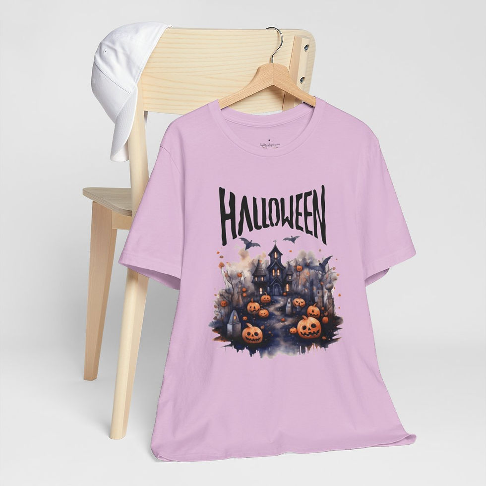 Thumbnail: Halloween T-Shirt Spooky Haunted House Art Fall Apparel Trendy Gift