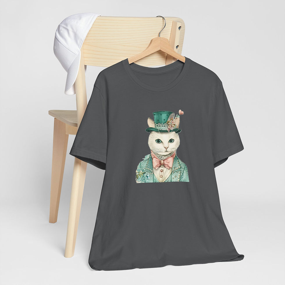 Thumbnail: Victorian Cat Art T-Shirt Shabby Male Kitty Expressive Artistic Cat Lover Gift