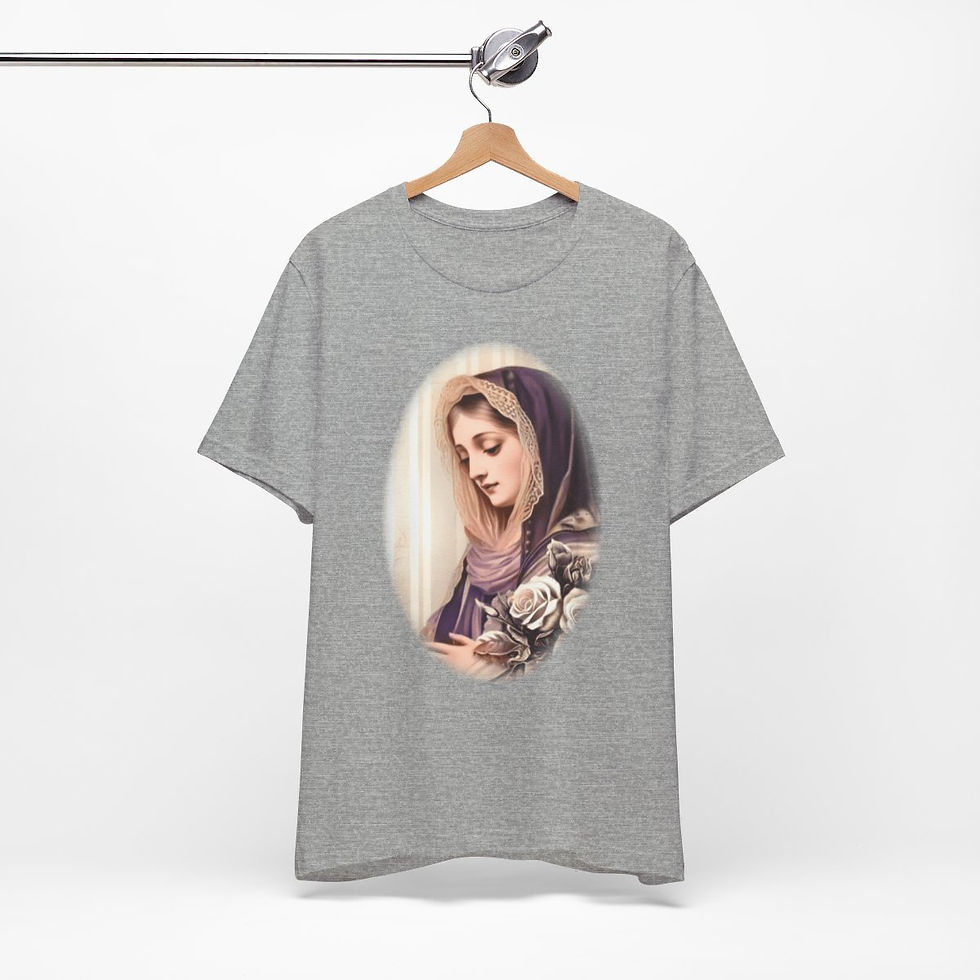 Thumbnail: Virgin Mary T-Shirt Shabby French Ave Maria Faith Art Tee Catholic Gifts