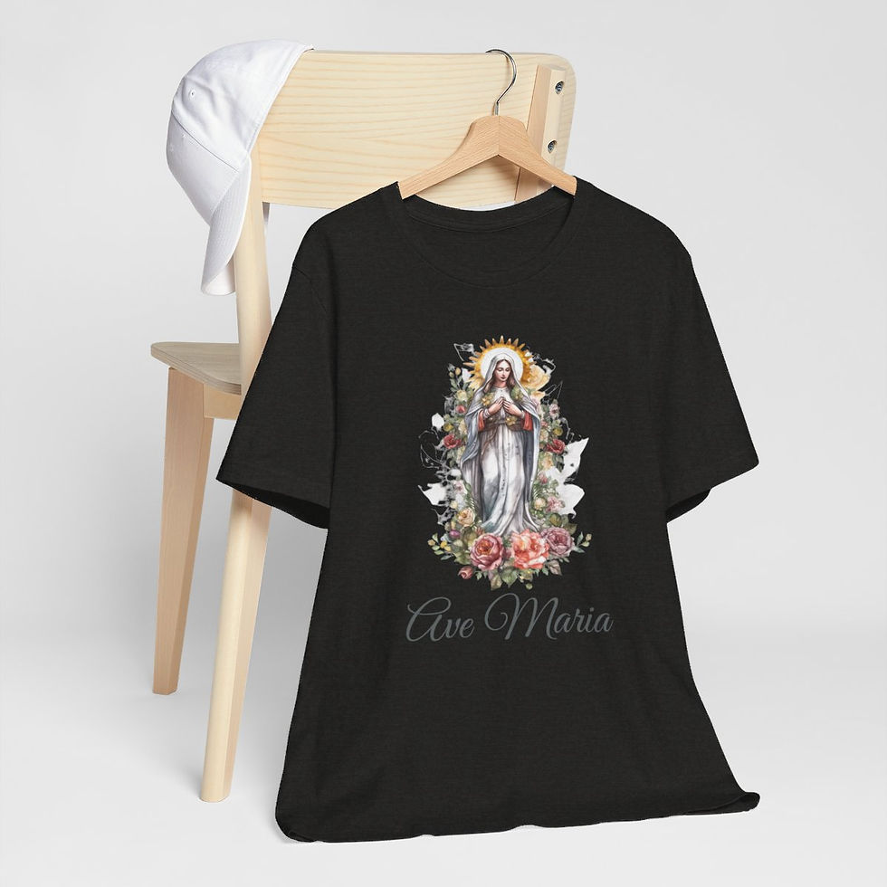 Thumbnail: Ave Maria T-Shirt Virgin Mary in Prayer Unisex Art Tee Catholic Faith Gifts