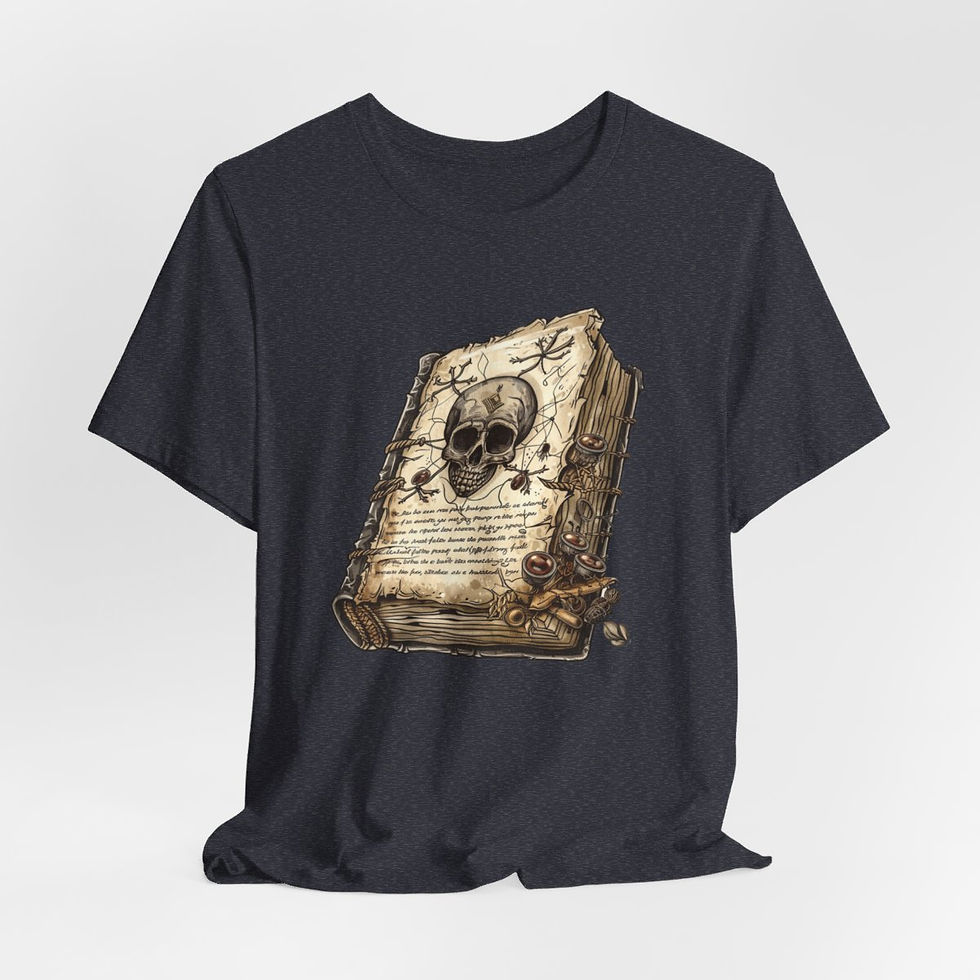 Thumbnail: Witchy T-Shirt Spell book with Skull Art Tee Esoteric Expressive Halloween Gifts