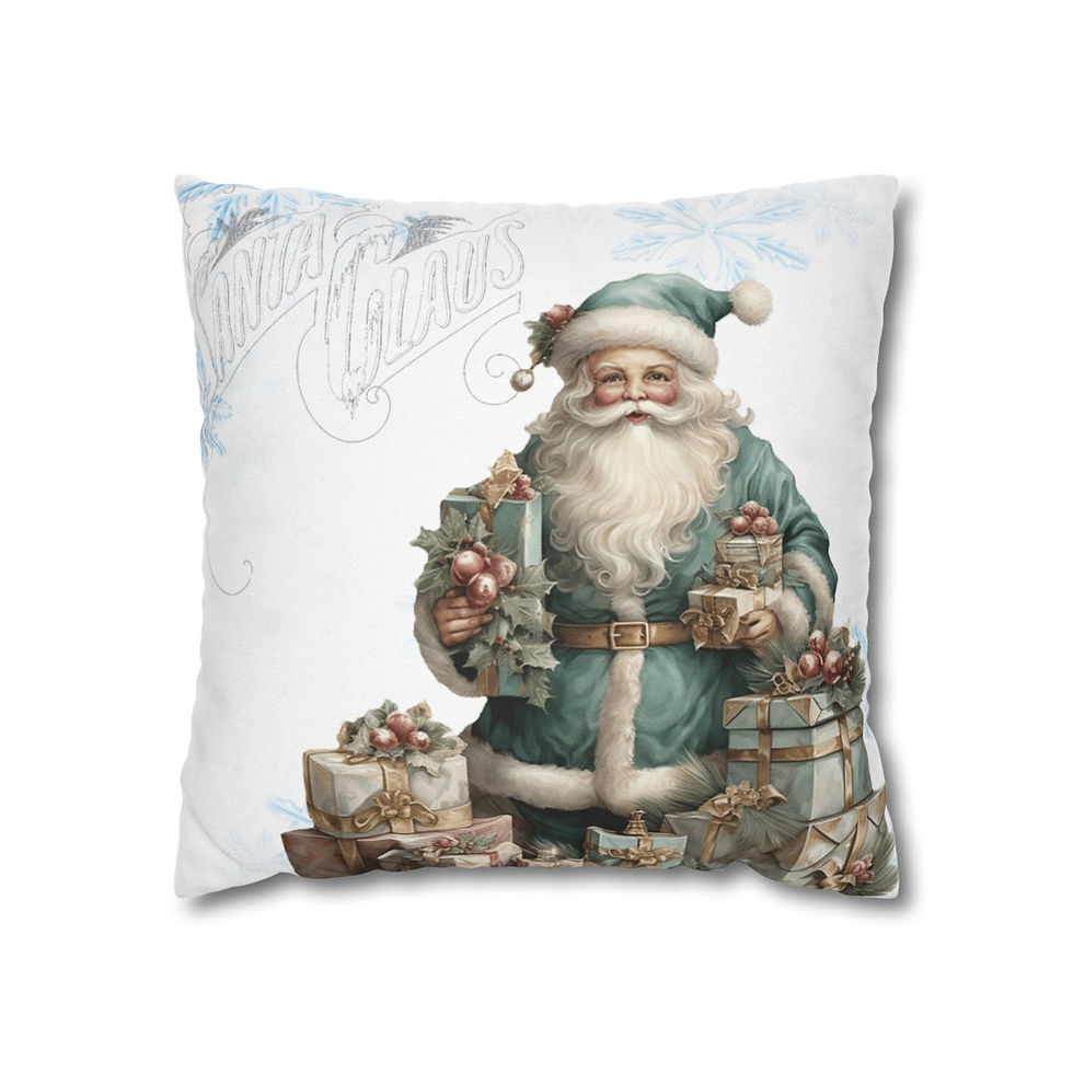 Thumbnail: Shabby Victorian Santa Claus Christmas Decor Throw Pillow Cover French Cottage 