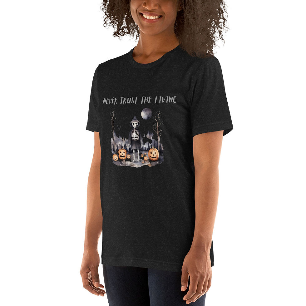Thumbnail: Artistic T-shirt Never Trust the Living Halloween theme Unisex Tee