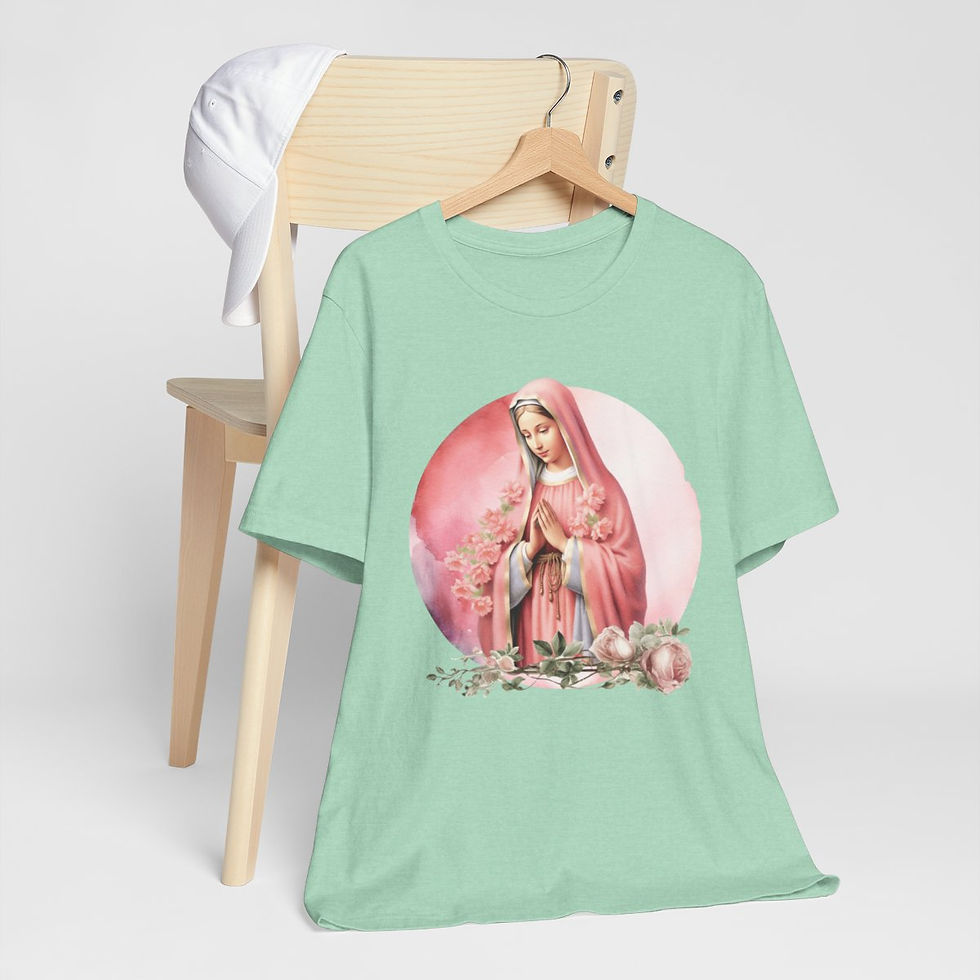 Thumbnail: Shabby Religious Faith T-Shirt Virgin Mary Art Tee Vintage Style Catholic Gifts