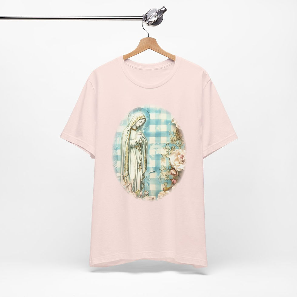 Thumbnail: Shabby Virgin Mary T-Shirt Ave Maria Religious Faith Art Tee Catholic Gifts