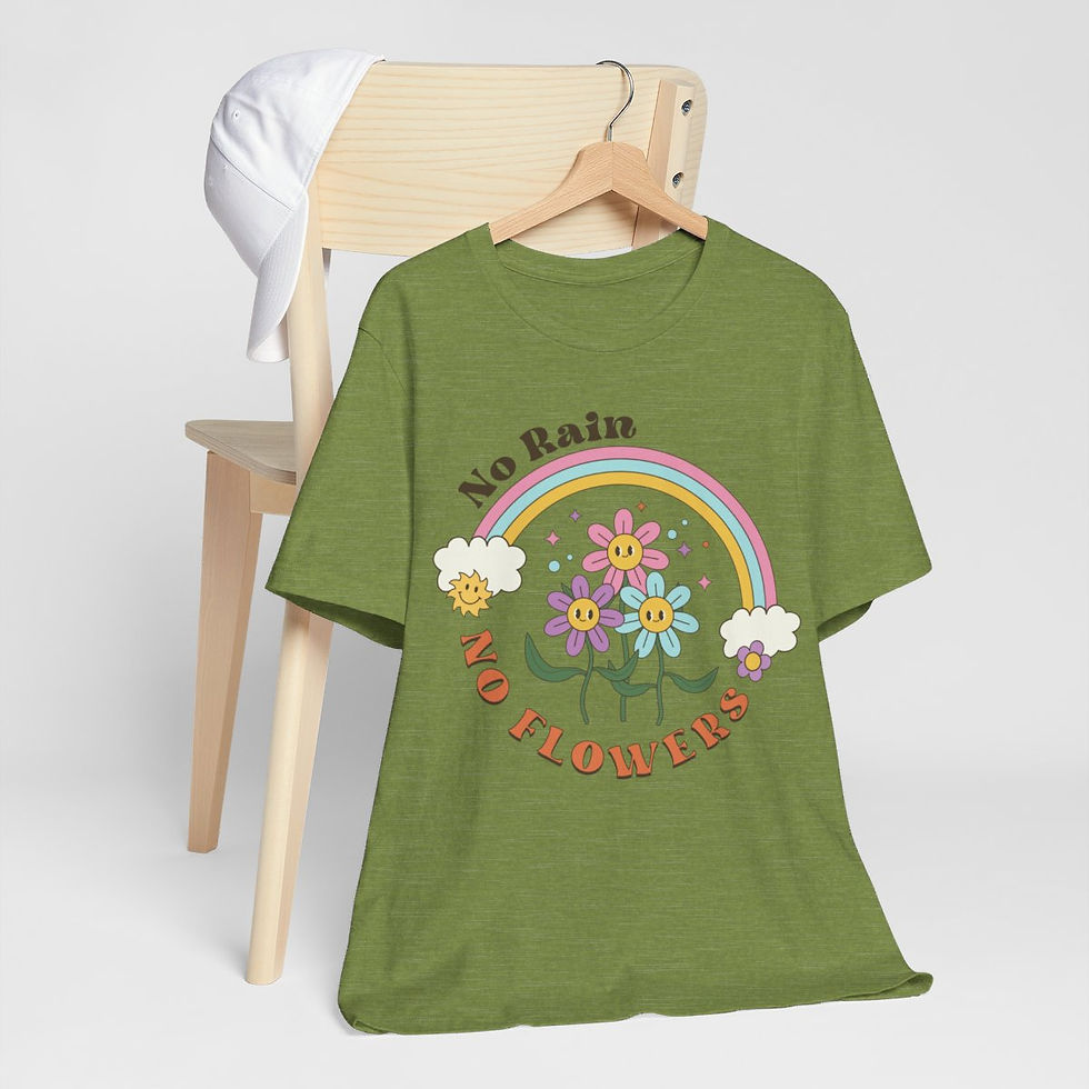 Thumbnail: Spiritual Art T-Shirt Motivational Gifts No Rain No Flowers Retro Apparel