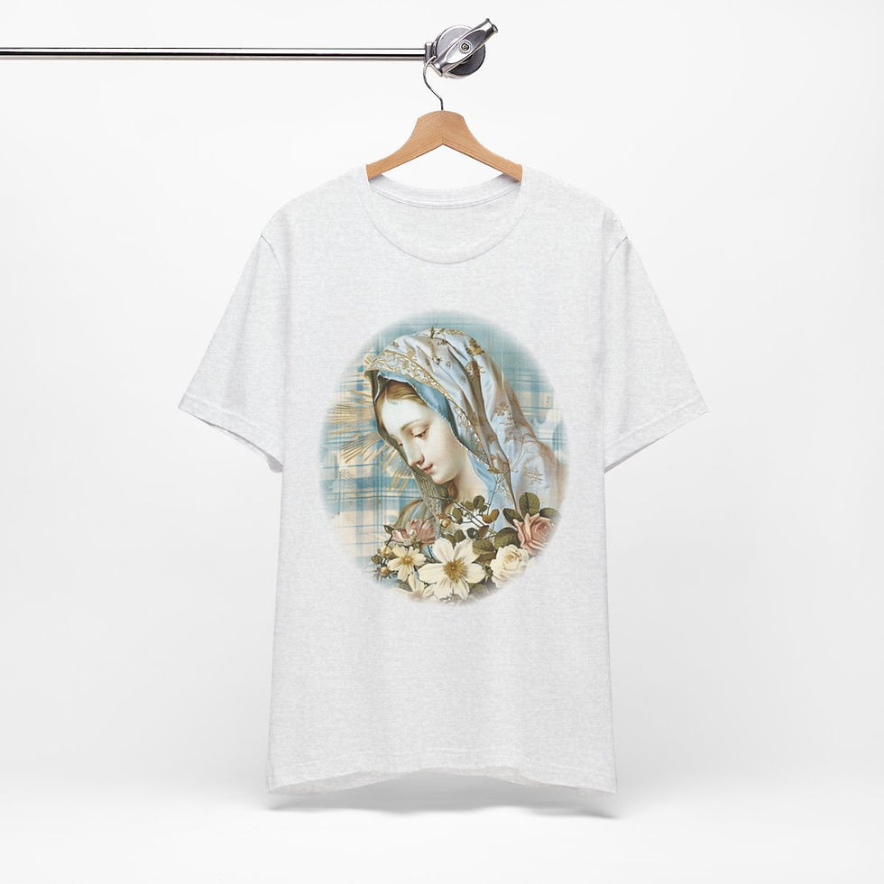 Thumbnail: Virgin Mary T-Shirt Shabby French Madonna Ave Maria Art Tee Catholic Faith Gifts