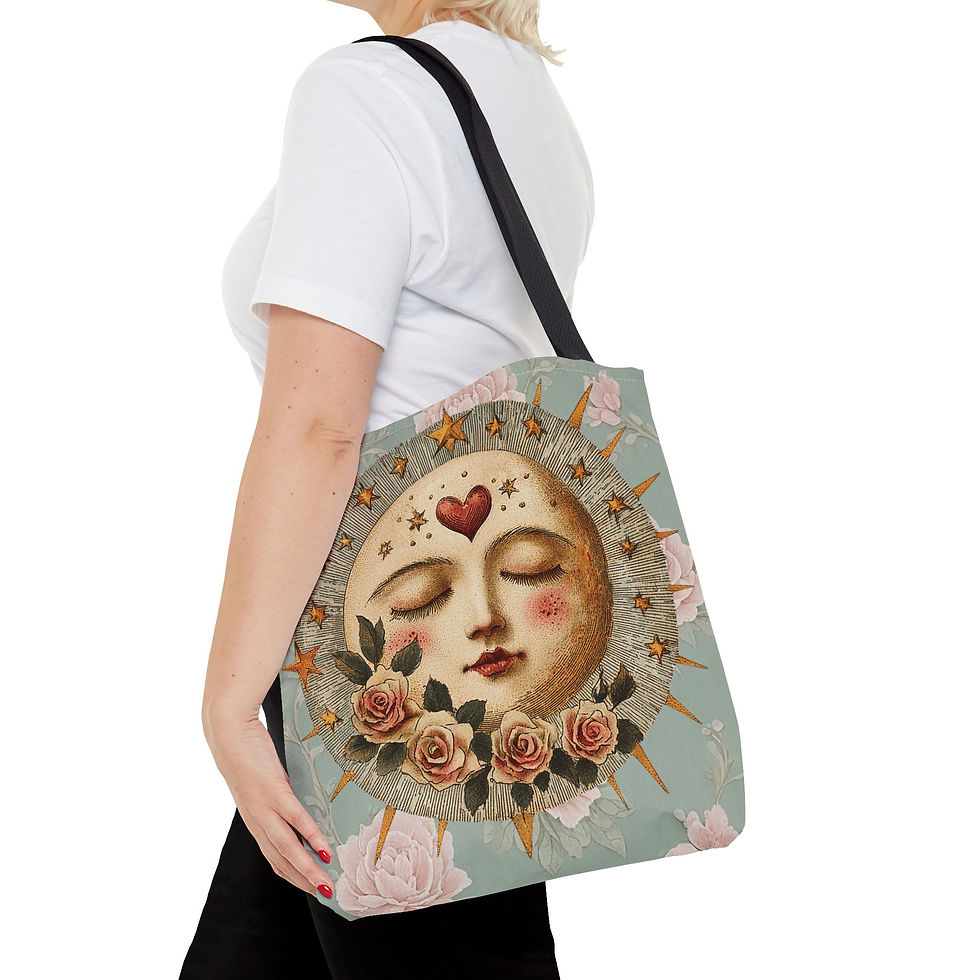Thumbnail: Artistic Celestial Tote Bag Boho Sun Art Shabby Pink Mint Trendy Expressive Gift