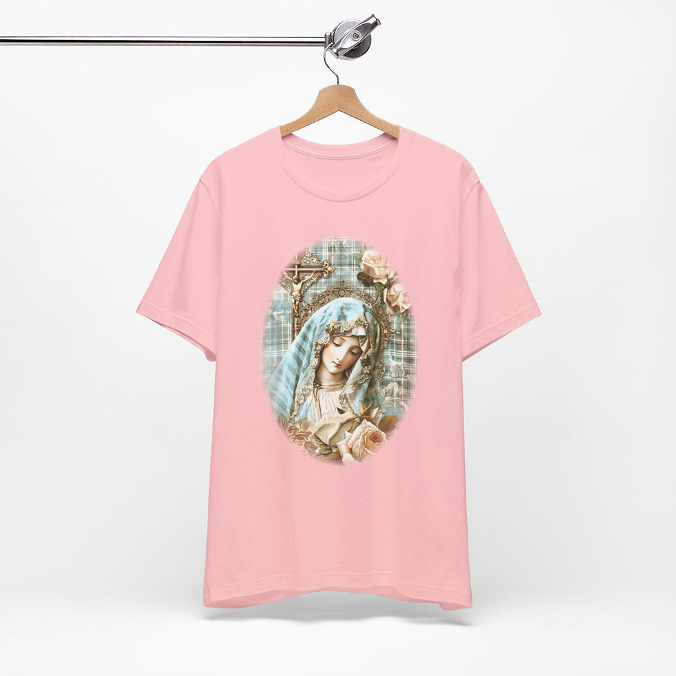 Thumbnail: Virgin Mary T-Shirt Shabby French Madonna Ave Maria Faith Art Tee Catholic Gifts