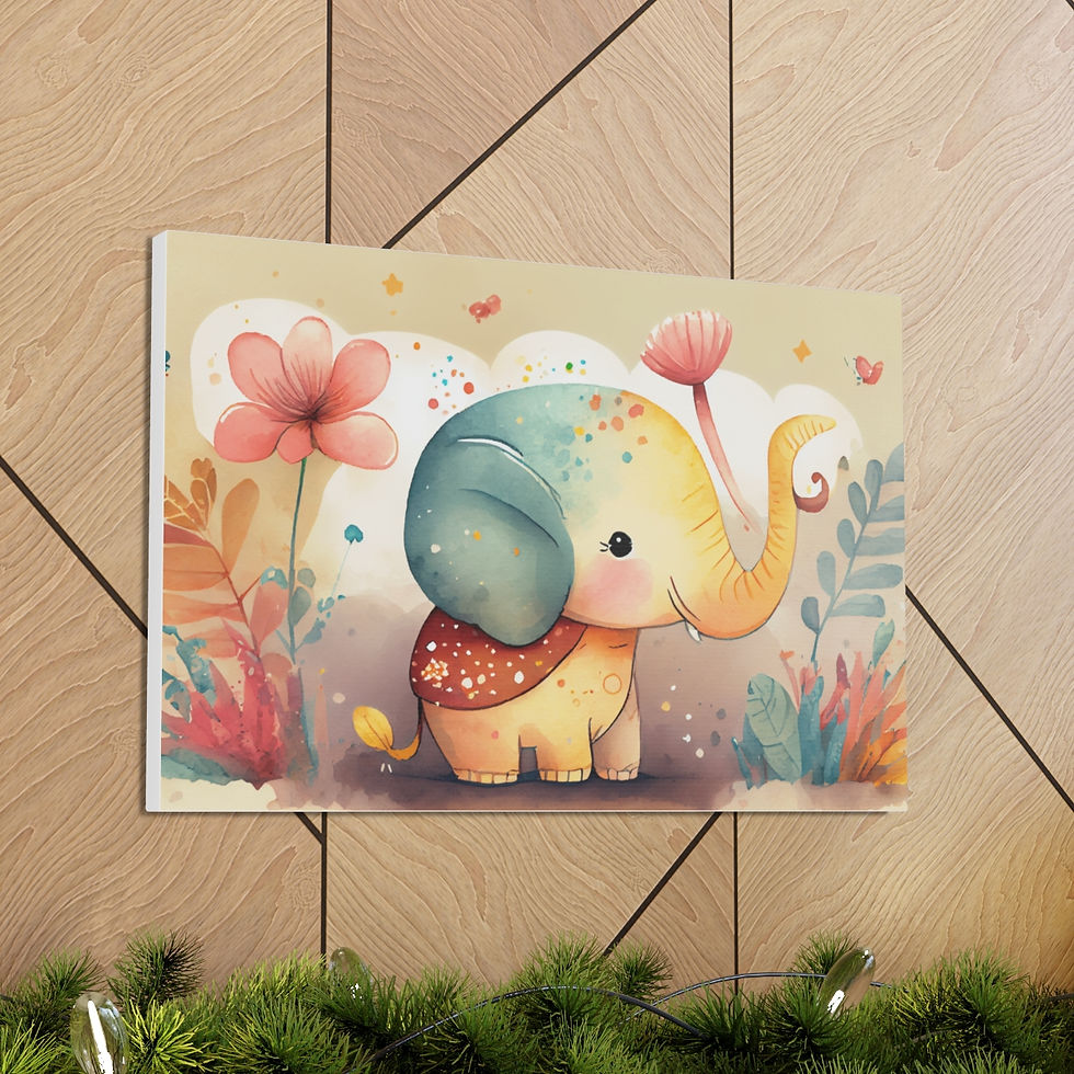 Thumbnail: Artistic Nursery Canvas Art Elephant Unisex Baby Artwork