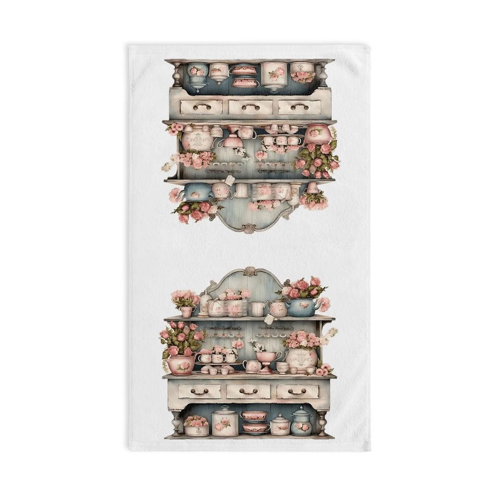 Thumbnail: Vintage Shabby Farmhouse Home Decor Hand Towel French Country Chic Cupboard