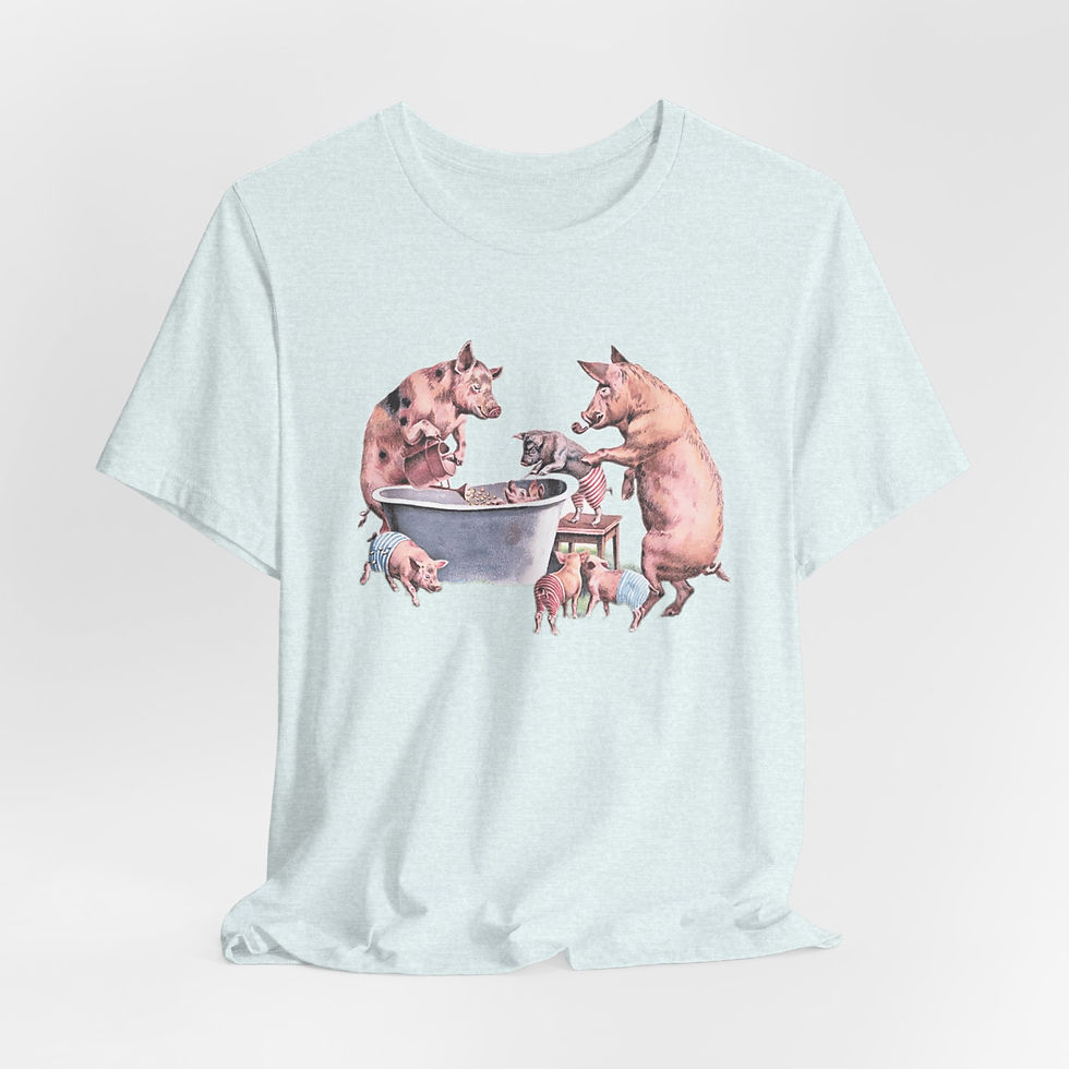 Thumbnail: Pig Lover T-Shirt Vintage Piglets Spring Bath Farmhouse Art Tee Artistic gift