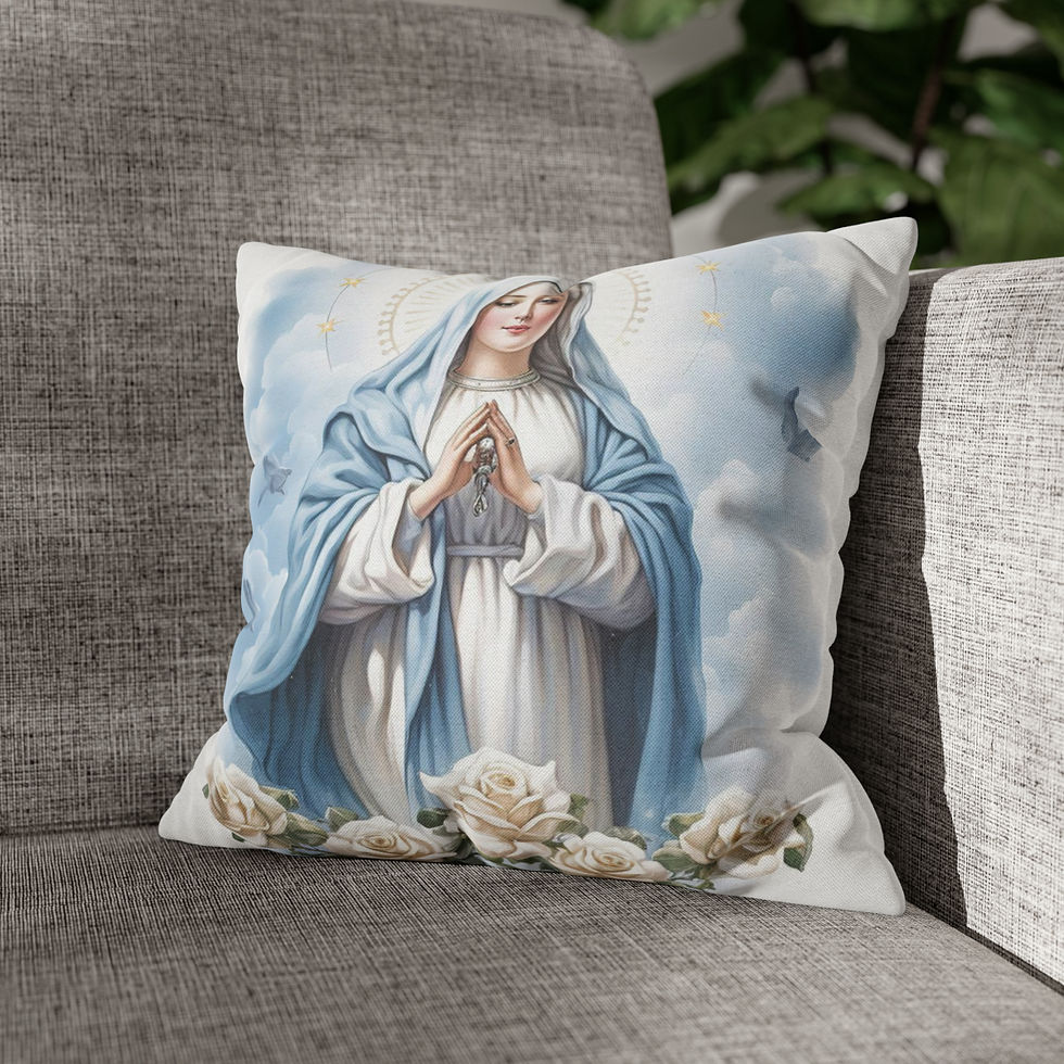 Thumbnail: Virgin Mary Throw Pillow cover Mother Mary in Prayer Religious Gifts Home Decor 