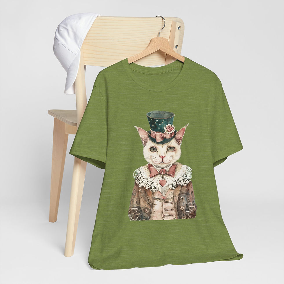 Thumbnail: Victorian Cat Art T-Shirt Shabby Male Kitty Expressive Artistic Cat Lover Gift