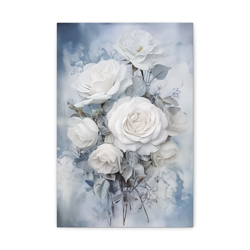 Thumbnail: Artistic French Country Canvas Art Decor Serene White Roses Pastel Canvas Print