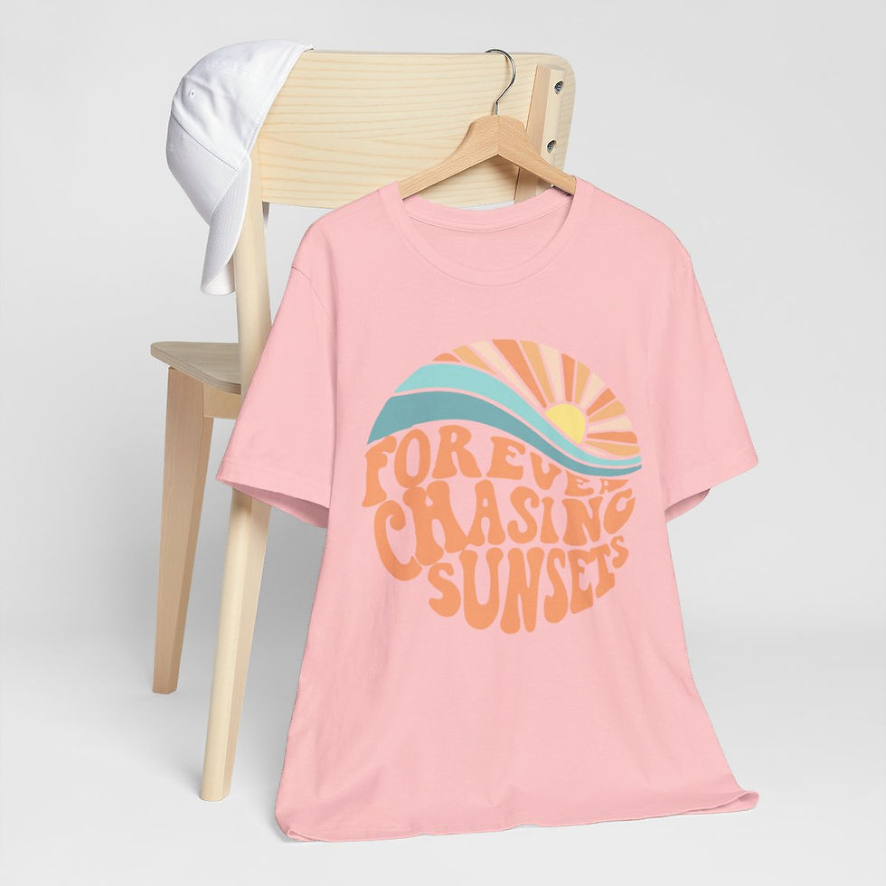 Thumbnail: Retro T-Shirt forever Chasing Sunsets Art Tee Inspirational gifts