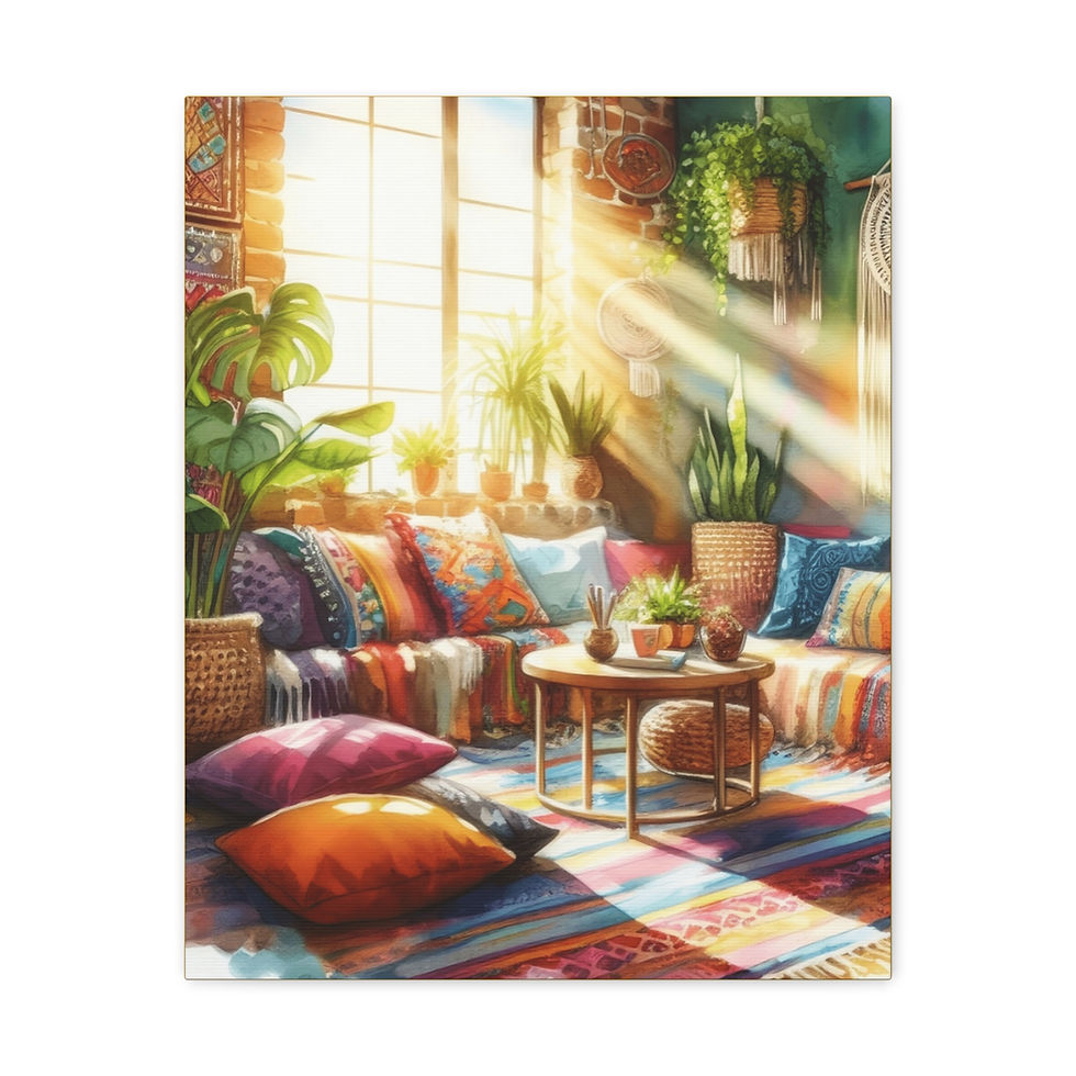 Thumbnail: Boho Canvas Art Sun filled Bohemian Room Colorful Artistic Wall Decor