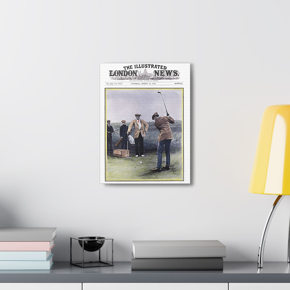 Thumbnail: Vintage Golf Art Canvas Golfer Antique Golfing London News Magazine Cover Decor 