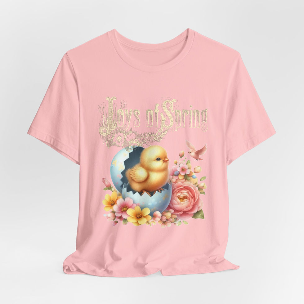 Thumbnail: Vintage Spring Art T-Shirt Shabby Baby Chick Bird Flowers Artistic Apparel