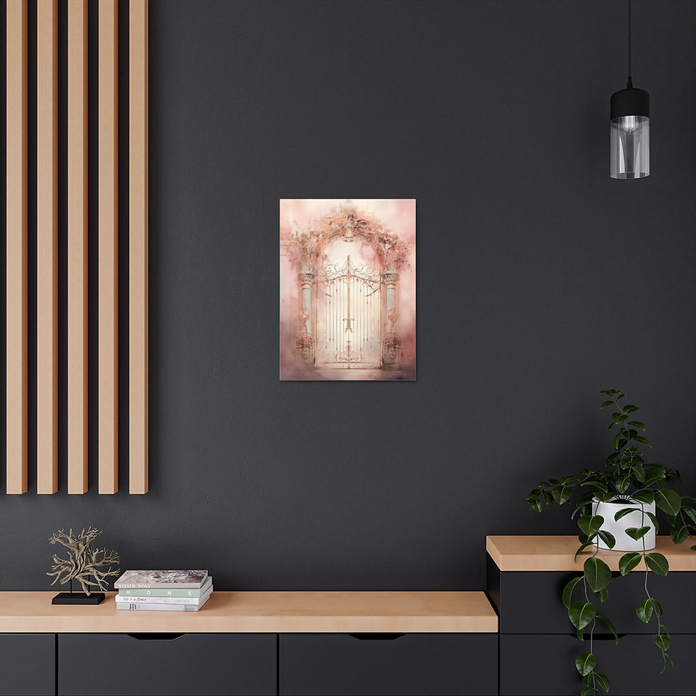 Thumbnail: Canvas Art Shabby French Country Cottage Decor Victorian Pink Roses Iron Gate